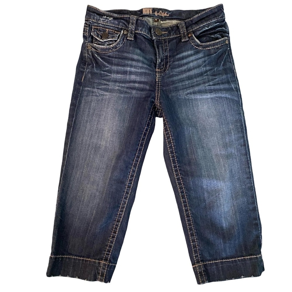 Kut From The Kloth Cropped Jeans 6 Distressed Embroidered Mid Rise Stretch